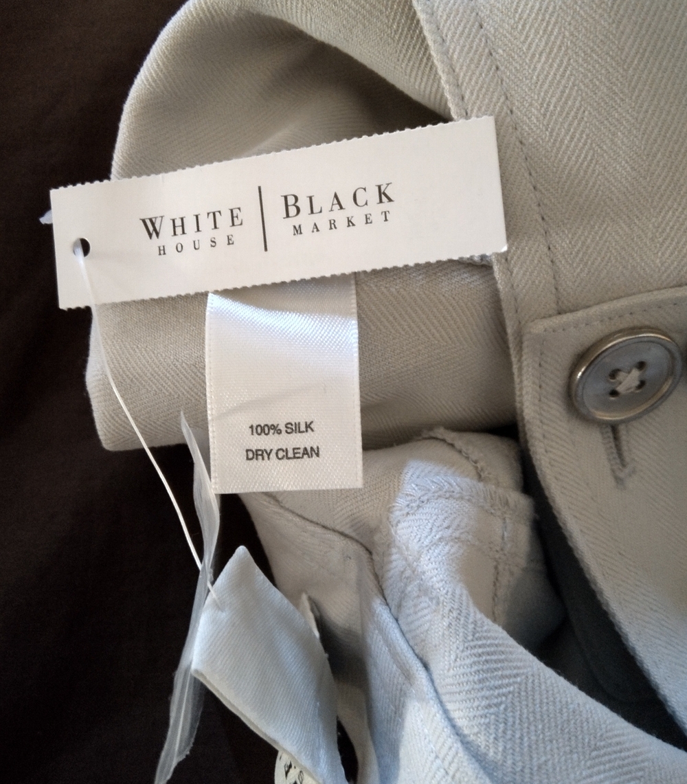 White House Black Market 100% Silk Light Gray Cargo Pencil Skirt - Picture 5 of 5